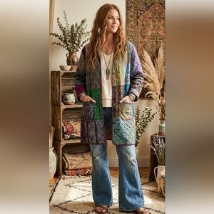 Vintage Silk Sacred Threads Patchwork Quilted Jacket